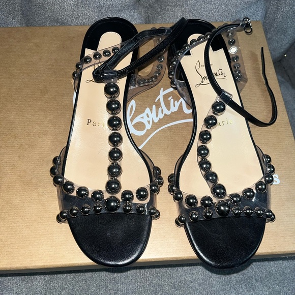Christian Louboutin Shoes - Black studded Christian Louboutin Sandals. Purchased at NM. Size 6.5